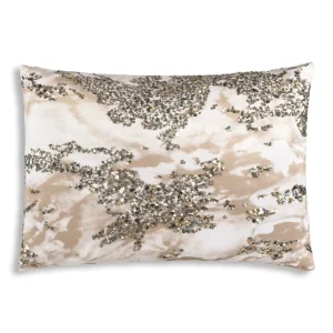 Cloud9d Amal – Ivory/Beige Pillow W/ Gold And Silver Print – 20″ X 14″