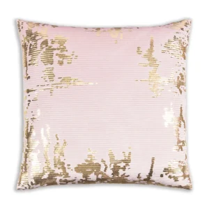 Cloud9d Asra – Mauve Velvet Pillow W/ Shiny Gold Foil Print – 20″ X 20″ PILLOWS, RUGS, & THROWS