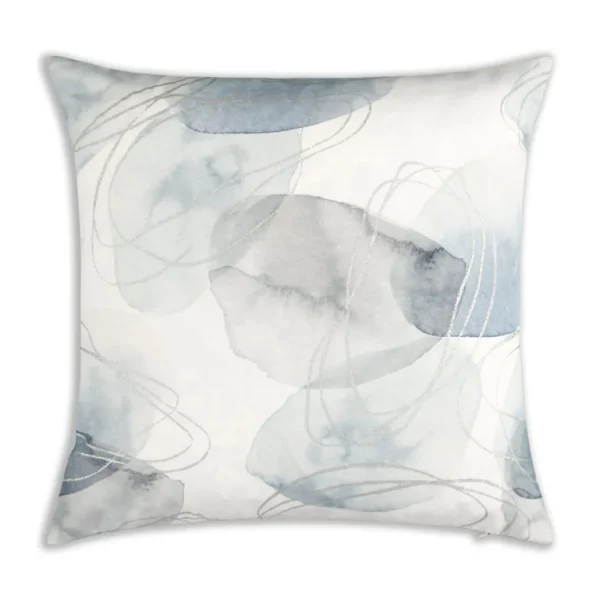 Cloud9d Isla – Digital Printed Outdoor Fabric Pillow In Greys W/ Silver Metallic Print – (2 Styles) – 18″ X 18″ PILLOWS, RUGS, & THROWS