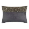 Cloud9d Lena – Charcoal Velvet Pillow 5″ Top Beaded In Gold Beadwork – 20″ X 14″ PILLOWS, RUGS, & THROWS