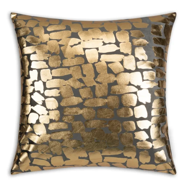 Cloud9d PILLOWS, RUGS, & THROWS Becca Charcoal Gold Pillow – 20″ X 20″