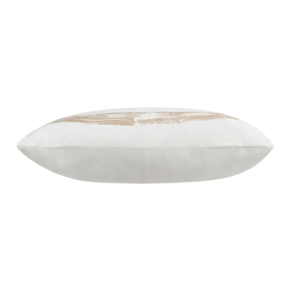 Cloud9d PILLOWS, RUGS, & THROWS Leyla – Ivory Velvet Pillow W/ Hand Painted Gold Brushstrokes – 20″ X 20″