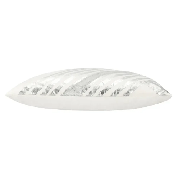 Cloud9d PILLOWS, RUGS, & THROWS Zara – Ivory Velvet Pillow W/ Abstract Silver Foil And Embroidery – 20″ X 14″