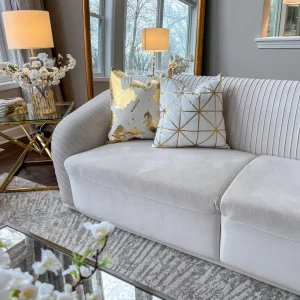Cloud9d PILLOWS, RUGS, & THROWS Sera Ivory Gold Pillow – 20″ X 20″