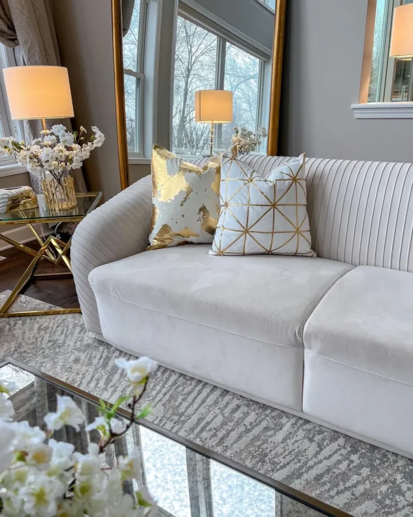 Cloud9d PILLOWS, RUGS, & THROWS Sera Ivory Gold Pillow – 20″ X 20″