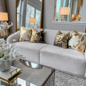 Cloud9d Zara Ivory Gold Pillow – 22″ X 22″