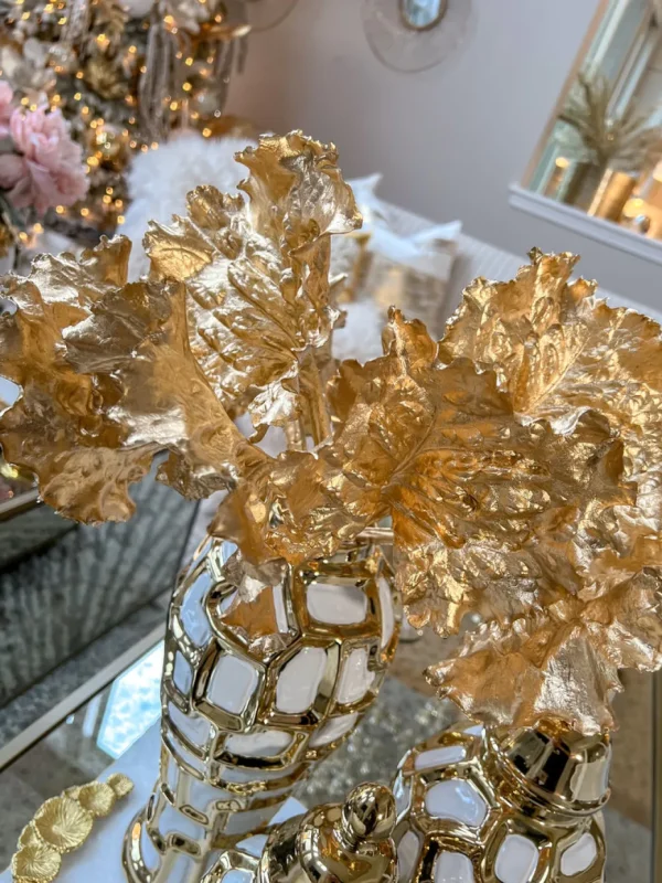 Inspire Me! Home Decor 13″ Metallic Gold Ruffled Leaf Stem