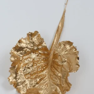 Inspire Me! Home Decor 13″ Metallic Gold Ruffled Leaf Stem