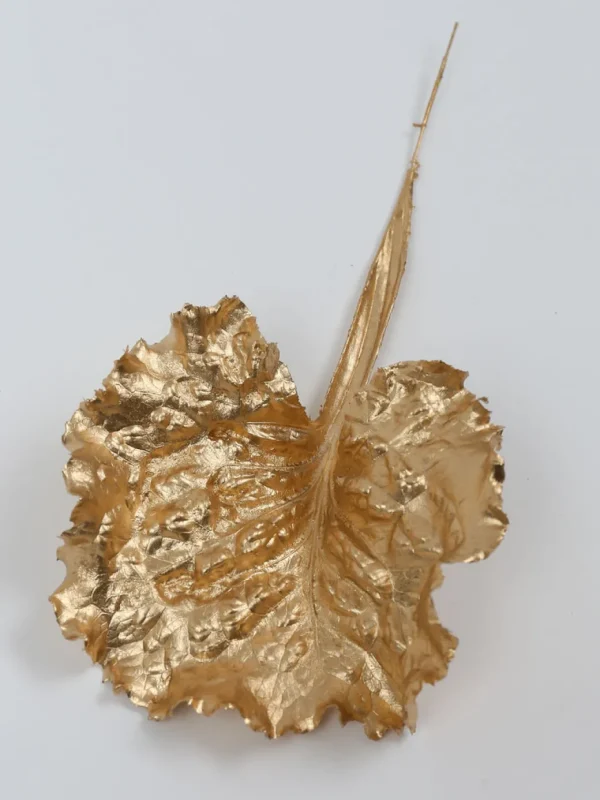 Inspire Me! Home Decor 13″ Metallic Gold Ruffled Leaf Stem