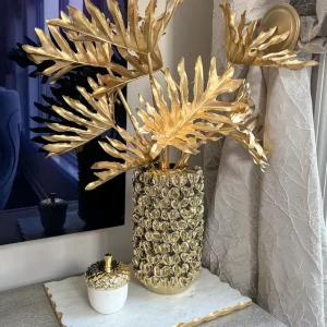 Inspire Me! Home Decor 28.75″ Metallic Leaf Stem Gold Floral Stems