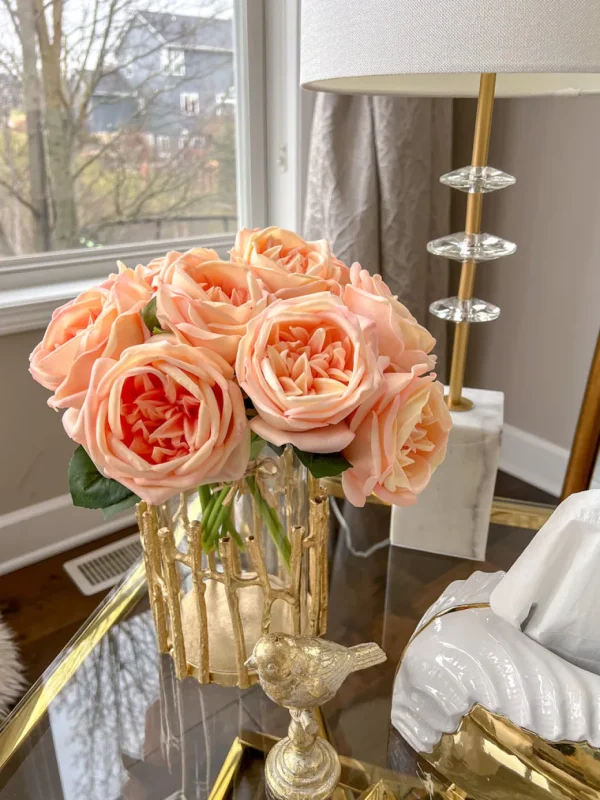 Inspire Me! Home Decor 11.5″ Peach Real Touch Garden Rose Bundle