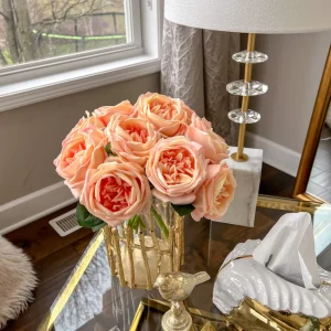 Inspire Me! Home Decor 11.5″ Peach Real Touch Garden Rose Bundle