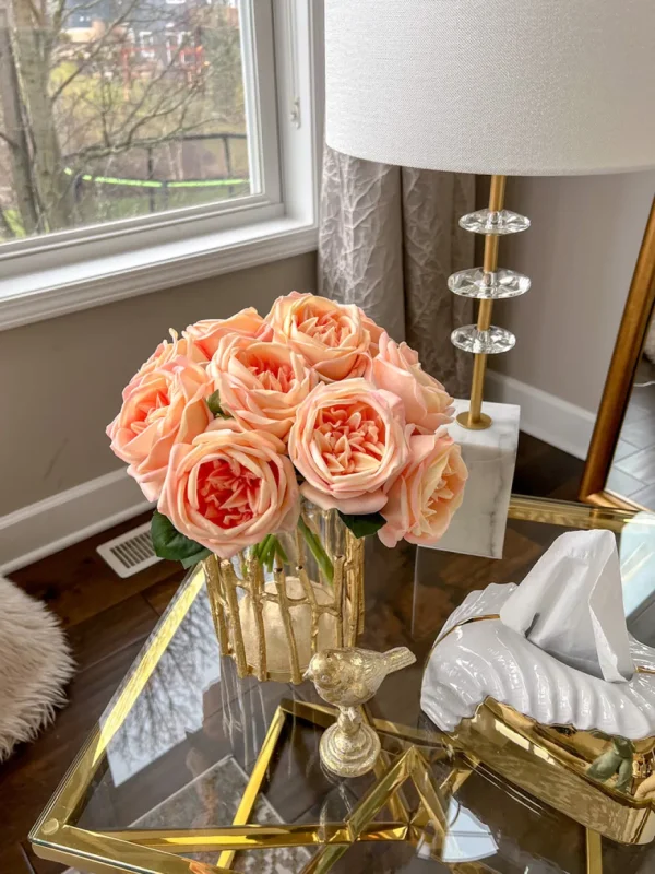 Inspire Me! Home Decor 11.5″ Peach Real Touch Garden Rose Bundle