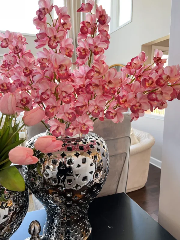 Inspire Me! Home Decor 30″ Pink Real Touch Cymbidium Orchid Stem