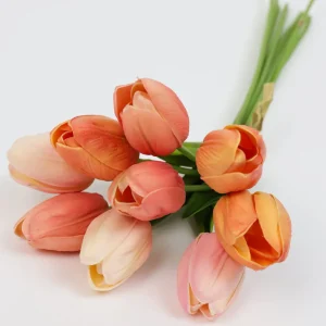 Inspire Me! Home Decor 15″ Real Touch Peach Tulip Bundle