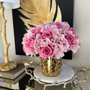 Inspire Me! Home Decor 13″ Real Touch Pink Rose & Hydrangea Bundle