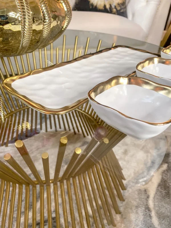Inspire Me! Home Decor 3 Square Snack Bowls W/Tray Set Gold