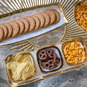 Inspire Me! Home Decor 3 Square Snack Bowls W/Tray Set Gold