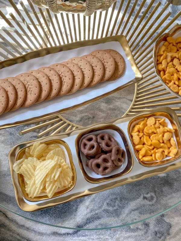 Inspire Me! Home Decor 3 Square Snack Bowls W/Tray Set Gold