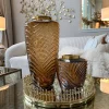 Inspire Me! Home Decor Amber Textured Vase With Gold Rim (2 Sizes)