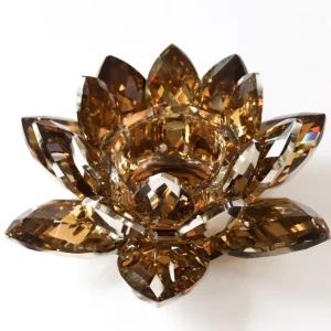 Inspire Me! Home Decor Amber Crystal Flower Candle Holder