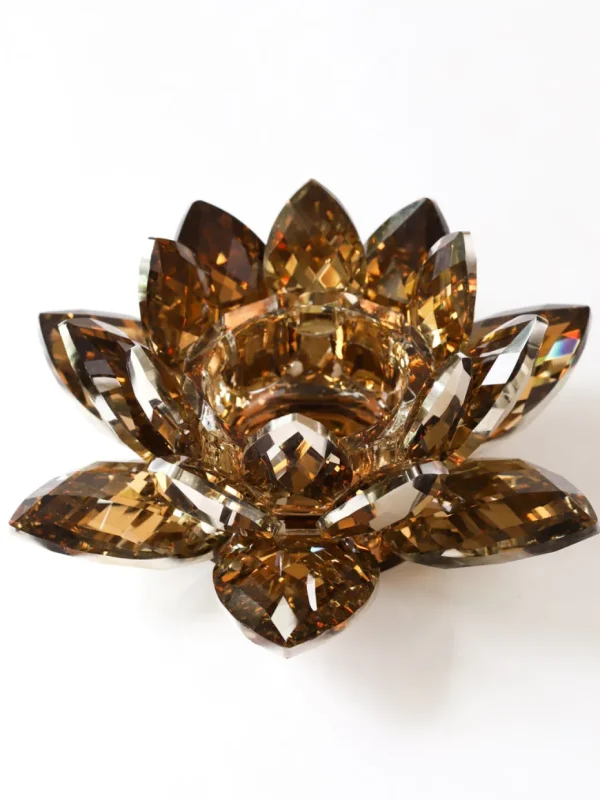 Inspire Me! Home Decor Amber Crystal Flower Candle Holder