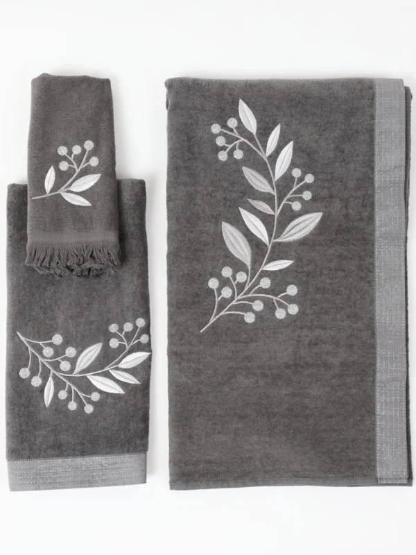 Inspire Me! Home Decor BATHROOM Granite Towel With Leaf & Vine Pattern (3 Sizes)