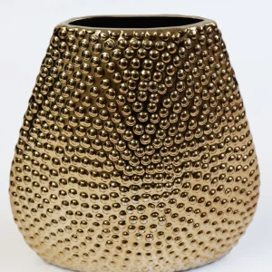 Inspire Me! Home Decor Beaded Textured Wide Gold Vase