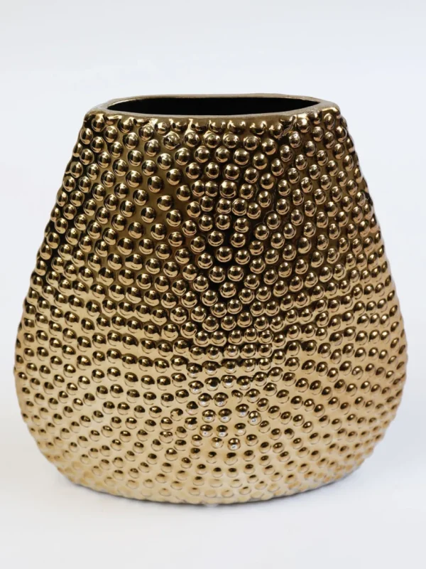 Inspire Me! Home Decor Beaded Textured Wide Gold Vase