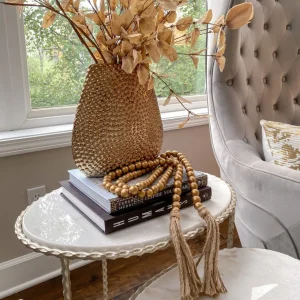 Inspire Me! Home Decor Beaded Textured Wide Gold Vase