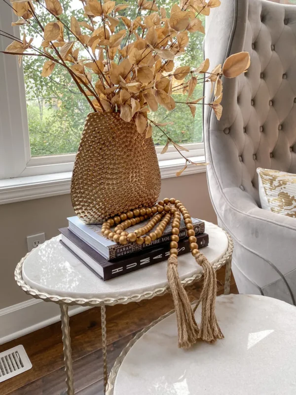 Inspire Me! Home Decor Beaded Textured Wide Gold Vase