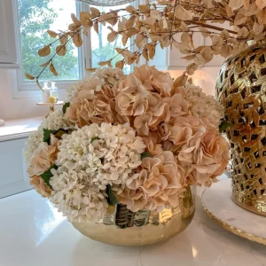 Inspire Me! Home Decor Beige Velvet And Silk Hydrangea Stem