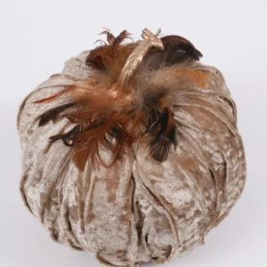 Inspire Me! Home Decor Beige Velvet Feather Pumpkins (3 Sizes) SEASONAL