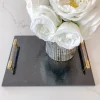 Inspire Me! Home Decor Black Marble Tray W/ Coil Handles And Knife