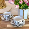 Inspire Me! Home Decor Black And Gold Metallic Peony Coffee Cup & Saucer