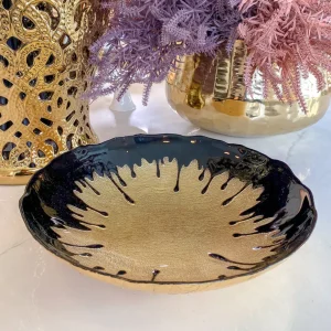 Inspire Me! Home Decor Black Dipped Large Gold Bowl