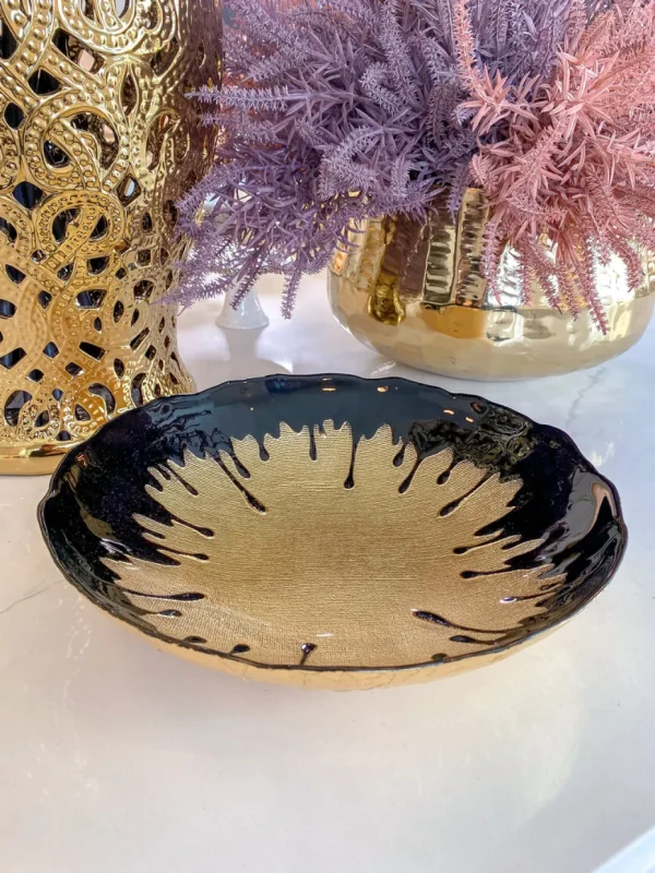 Inspire Me! Home Decor Black Dipped Large Gold Bowl