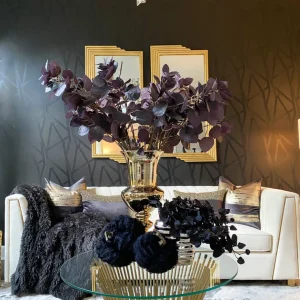 Inspire Me! Home Decor Black Fringe Fabric Pumpkins With Stem (2 Sizes)