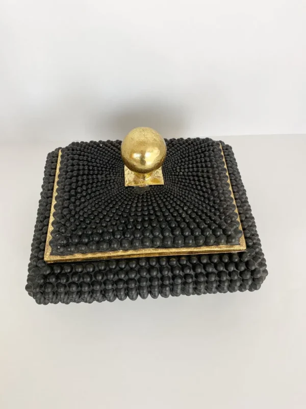 Inspire Me! Home Decor Black Studded Box W/ Gold Detailing