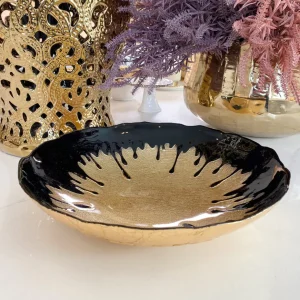 Inspire Me! Home Decor Black Dipped Large Gold Bowl