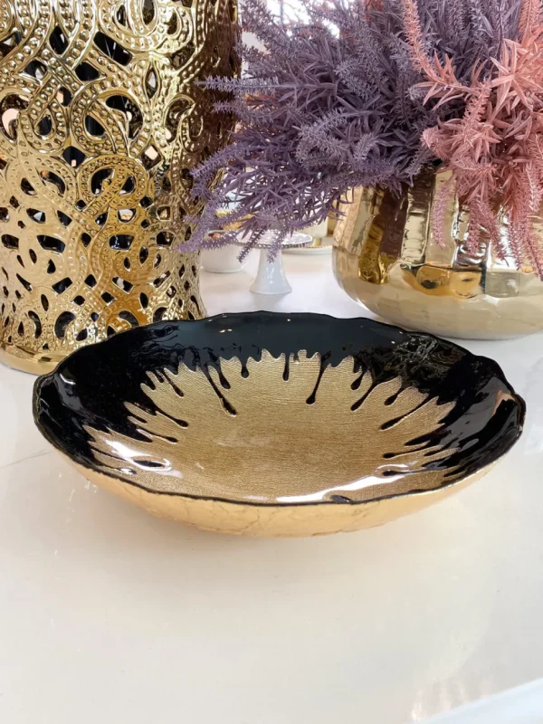 Inspire Me! Home Decor Black Dipped Large Gold Bowl