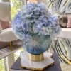 Inspire Me! Home Decor Blue Textured Round Vase With Gold Base