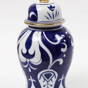 Inspire Me! Home Decor Blue And White Ceramic Ginger Jar With Gold Details