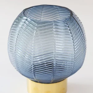 Inspire Me! Home Decor Blue Textured Round Vase With Gold Base