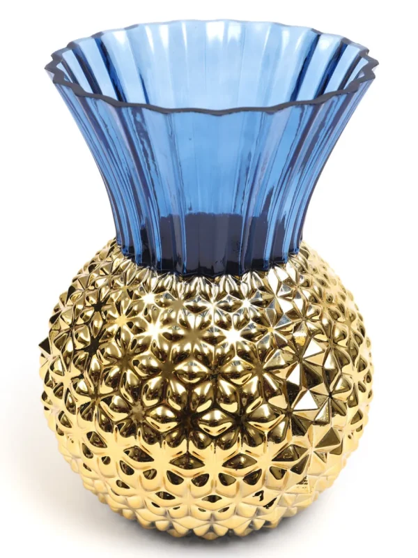 Inspire Me! Home Decor Blue & Gold Textured Vase (2 Sizes)