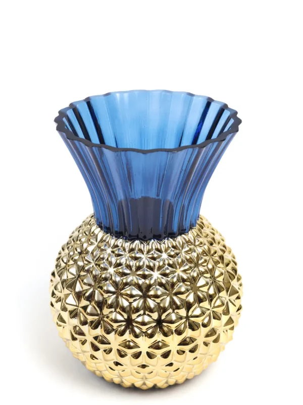 Inspire Me! Home Decor Blue & Gold Textured Vase (2 Sizes)