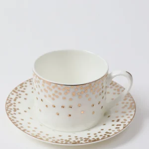 Inspire Me! Home Decor Bone China Gold & White Dotted Cup & Saucer