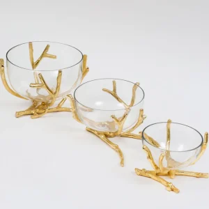 Inspire Me! Home Decor Bowls With Gold Branch Design (3 Sizes)