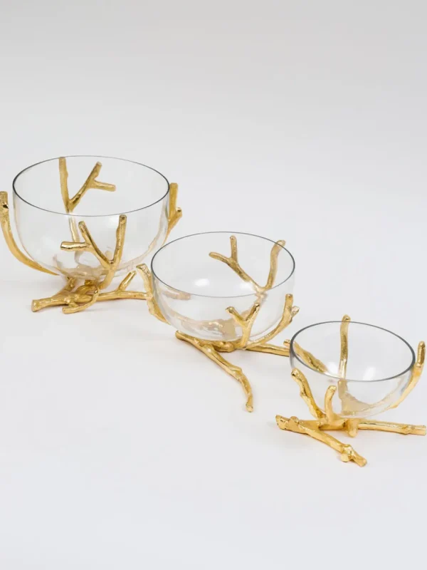 Inspire Me! Home Decor Bowls With Gold Branch Design (3 Sizes)