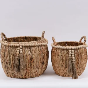 Inspire Me! Home Decor Braided Baskets With Beaded Tassel (Set Of 2)